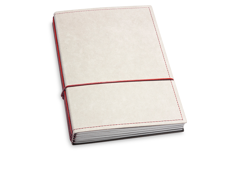 A5 4er notebook texon stone / red, 4 inlays (L200)