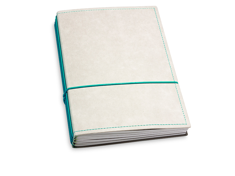 A5 4er notebook texon stone / turquoise, 4 inlays (L200)