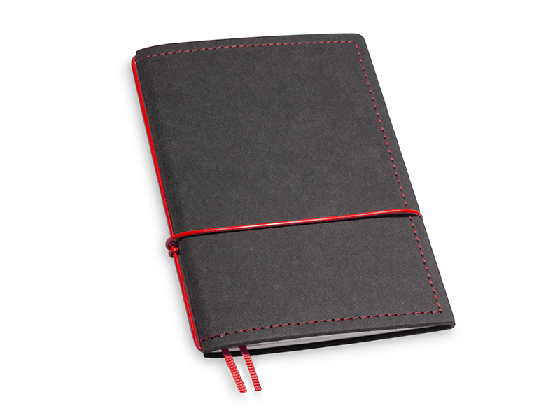 A6 1er notebook Texon black / red, 1 inlay (L210)
