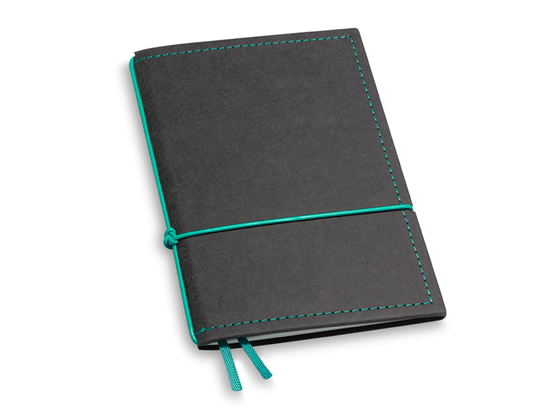 A6 1er notebook Texon black / turquoise, 1 inlay (L210)