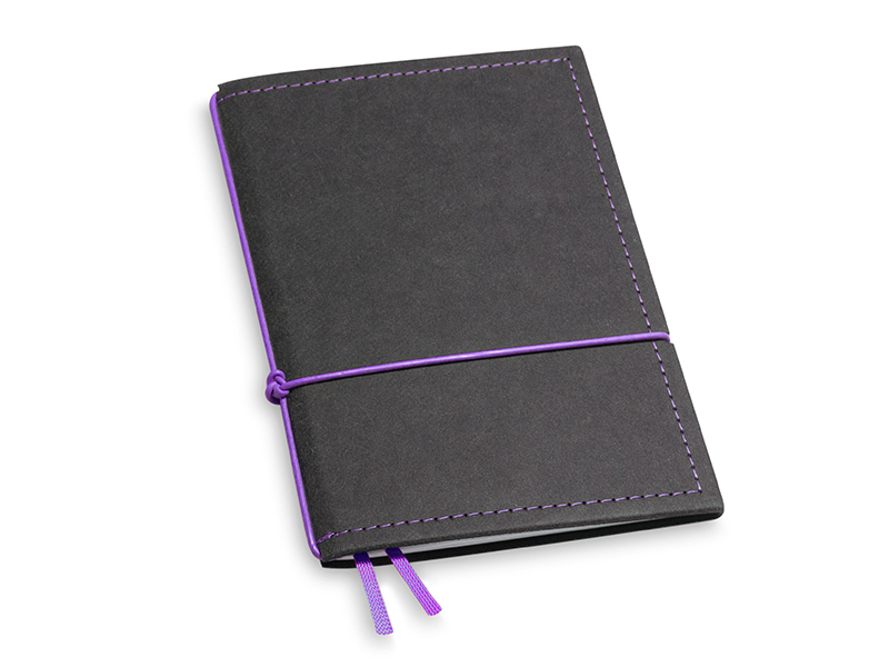 A6 1er notebook Texon black / purple, 1 inlay (L210)
