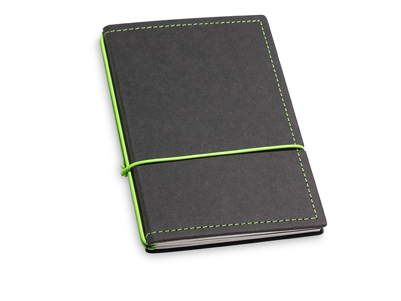 A6 2er Notizbuch Texon schwarz / grün mit Notizenmix und Doppeltasche