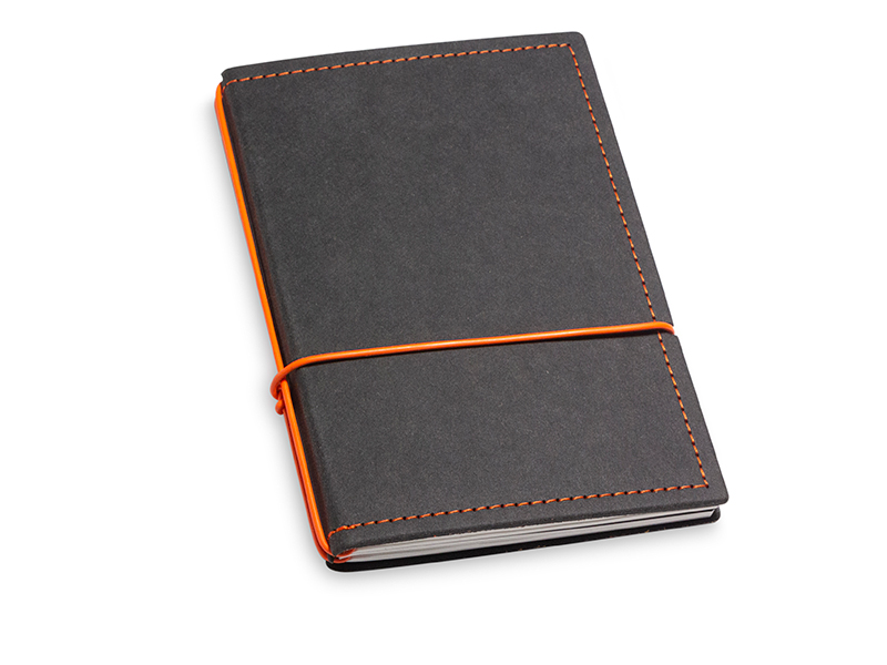 A6 2er Notizbuch Texon schwarz / orange mit Notizenmix und Doppeltasche