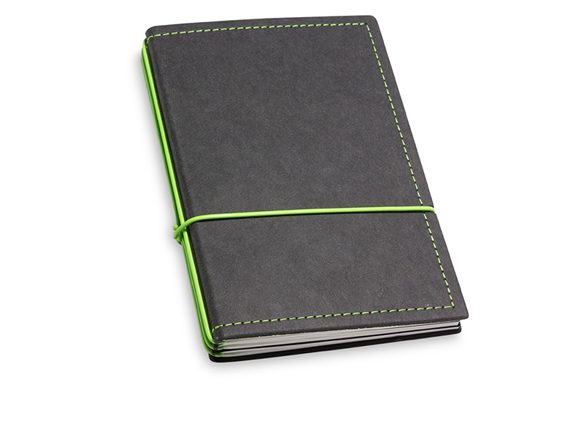 A6 3er notebook texon with weekly calendar 2021, black/green (L210)