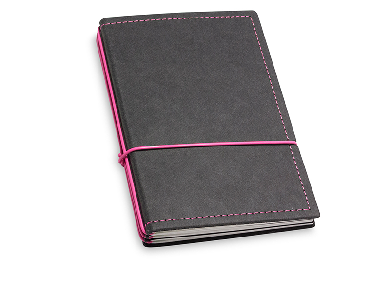 A6 3er notebook texon with weekly calendar 2024, black/magenta (L210)