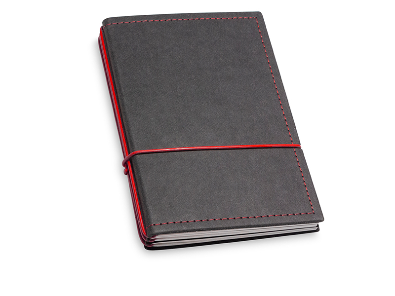A6 3er Notizbuch Texon schwarz / rot mit Notizenmix