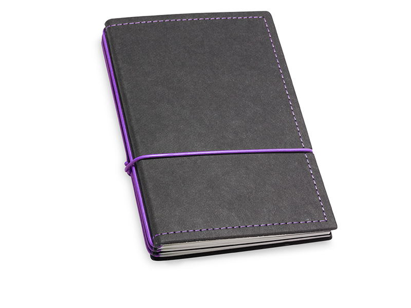 A6 3er notebook Texon black / purple, 3 inlays (L210)