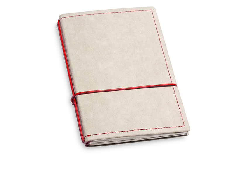 A6 3er notebook Texon stone / red, 2 inlays  (L200)