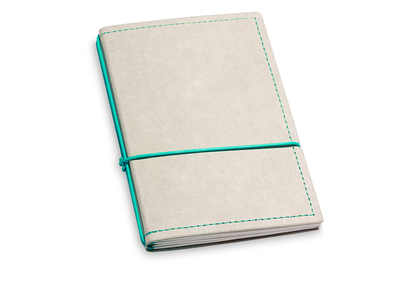 A6 3er notebook Texon stone / turquoise, 2 inlays  (L200)