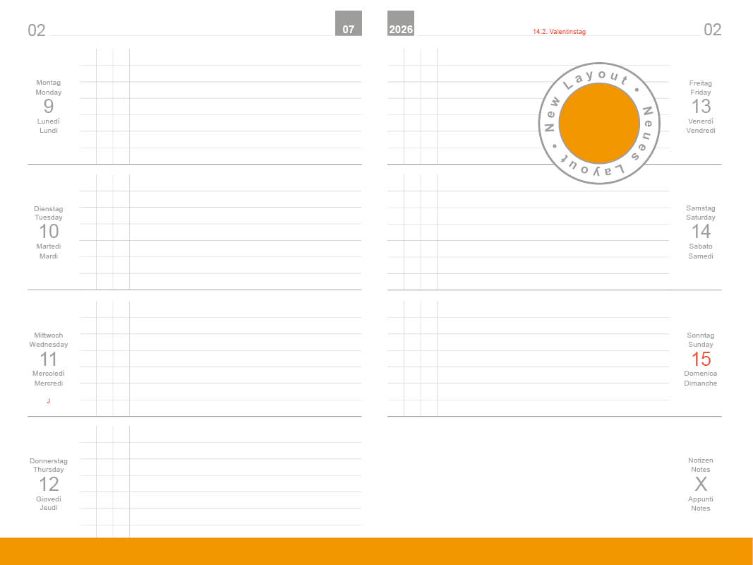 Agenda semainier horizontal A7 2026